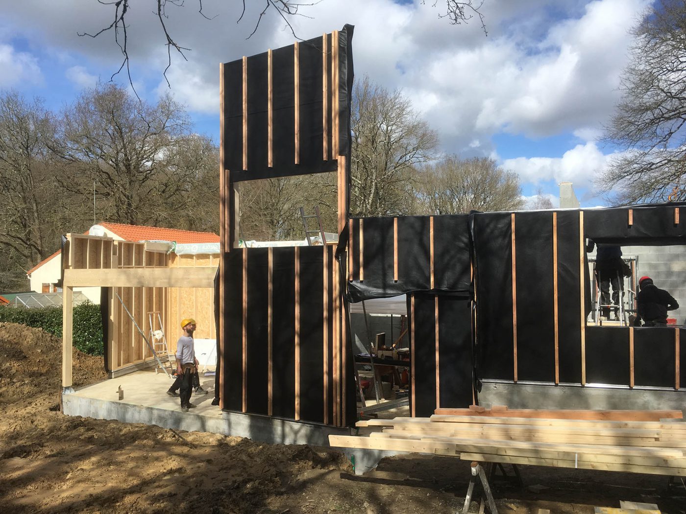 Levage d'une maison ossature bois