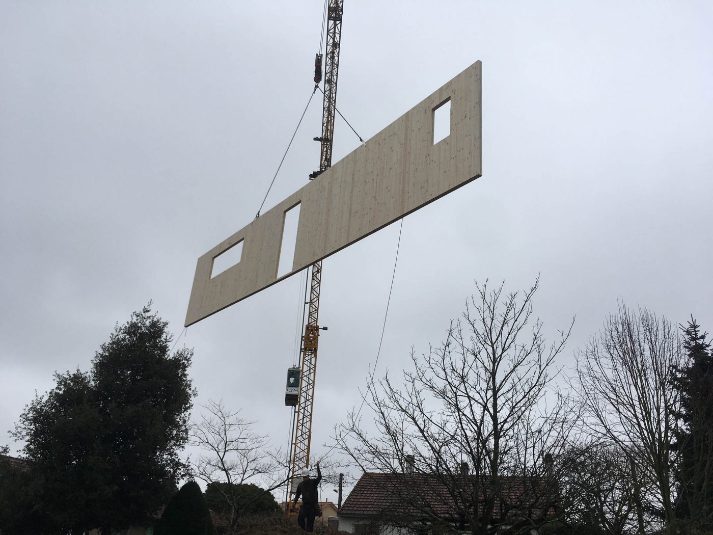 Levage de panneaux bois massif CLT